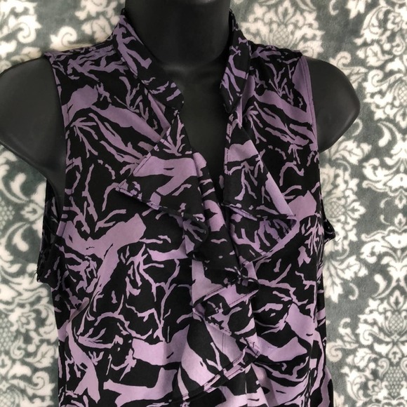 The Limited Rouched Purple & Black Ruffled Top - Picture 2 of 10